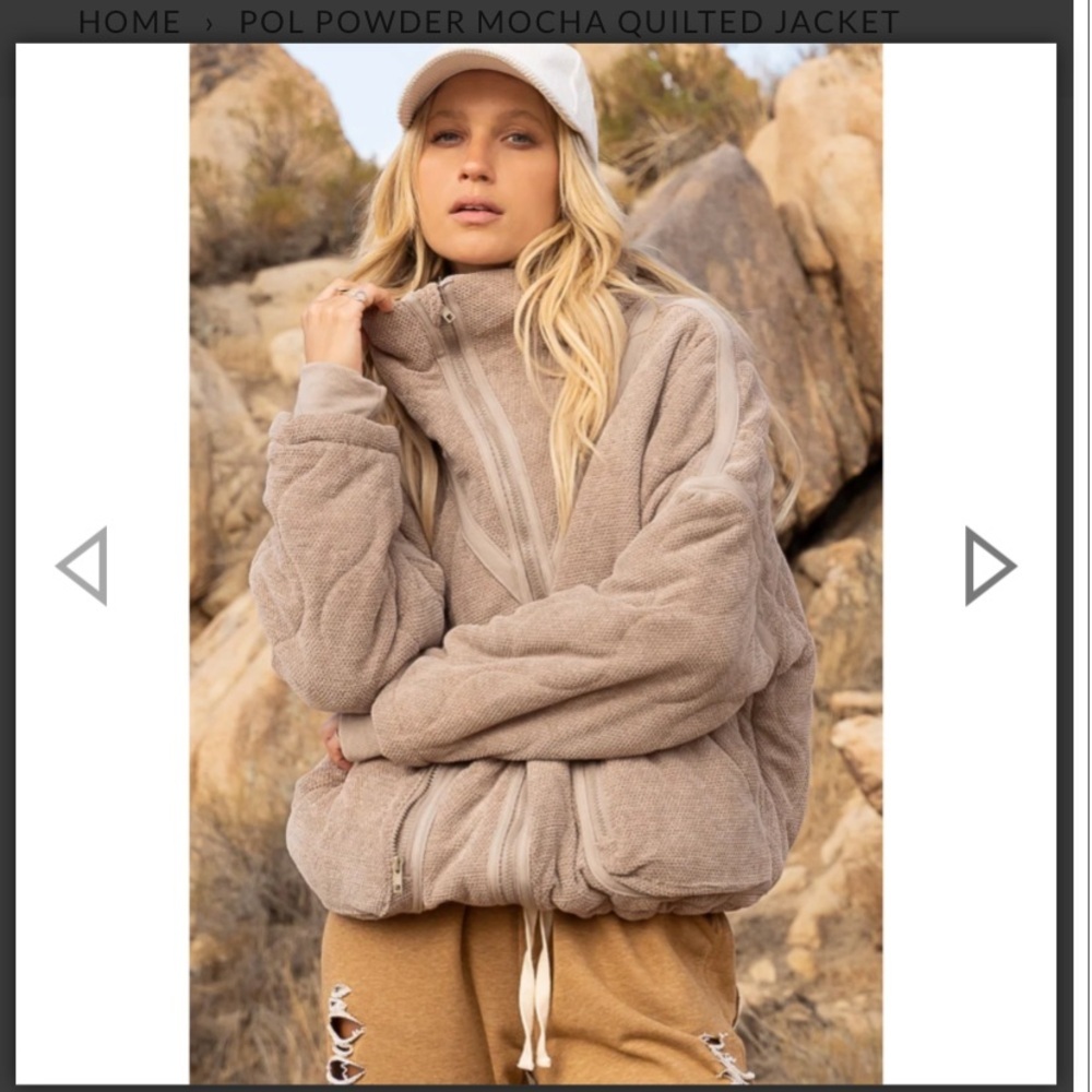 Powder Mocha Quilted Jacket Pol S Fall Casual Free People Style Boho $138